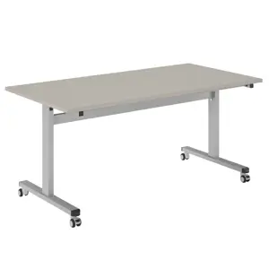 Pro Flip Rectangular Table - W1600 x D800 x H725mm - Silver Legs - Light Grey